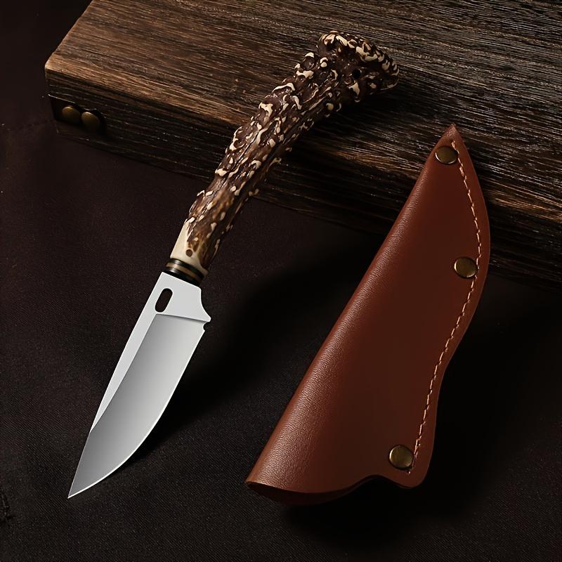 1pc 3pc Outdoor fruit knife, portable knife with sheath, stainless steel, sharp knife, camping boning knife, meat cleaver, non-slip grip