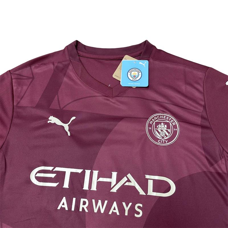 Puma 2425 Manchester City Second Away Red Short Sleeve Soccer Jerseys Premier League Fan Edition