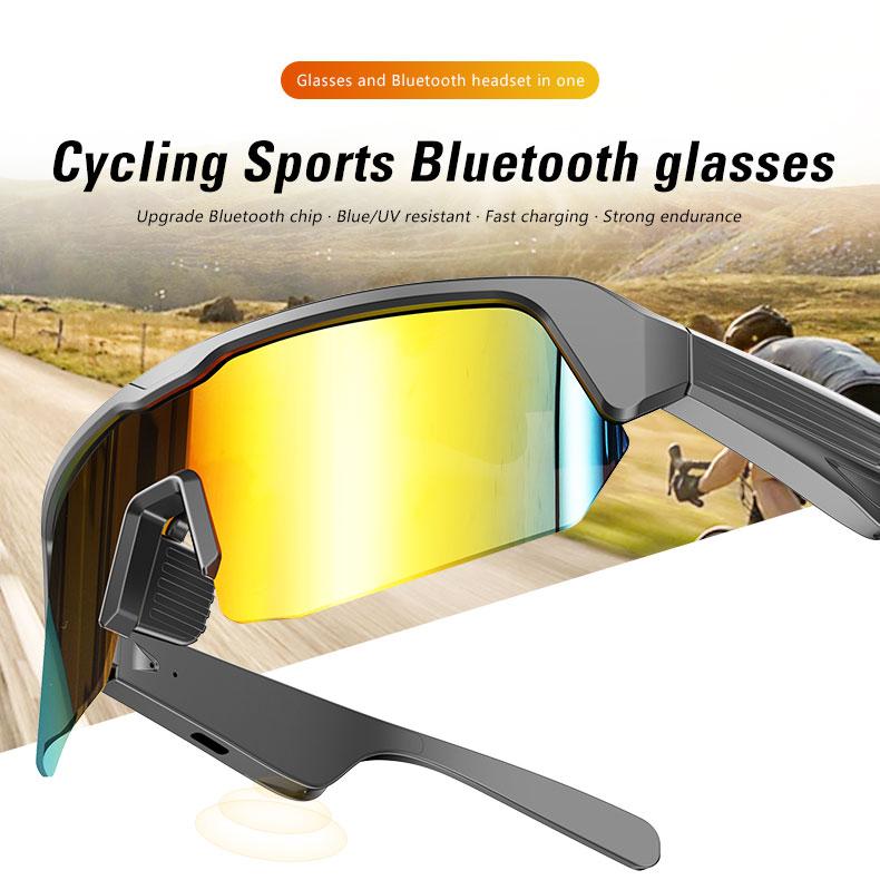 Smart Music Sports Bluetooth Sunglasses with Type-C Charging for Outdoor Activities - Wearable