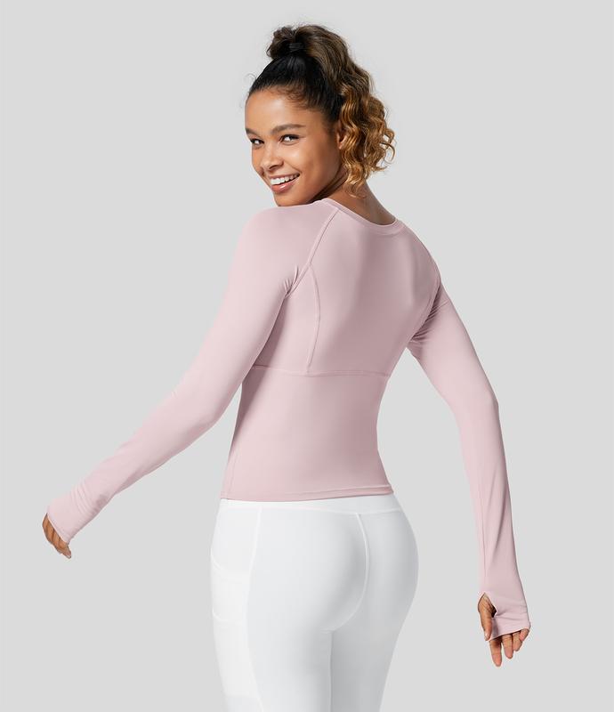 Solid Thumb Hole Yoga Sports Top