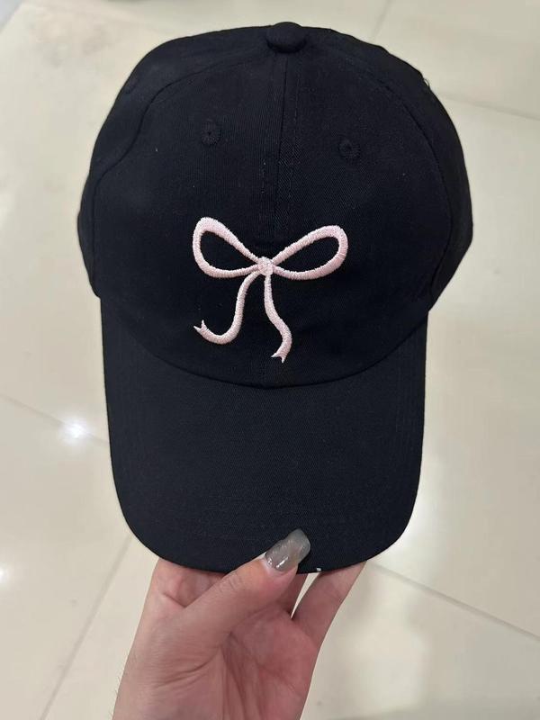 Bowknot Embroidery Baseball Cap, Casual Outdoor Sports Hat for Women & Men, Adjustable Sun Protection Cap for Daily Wear