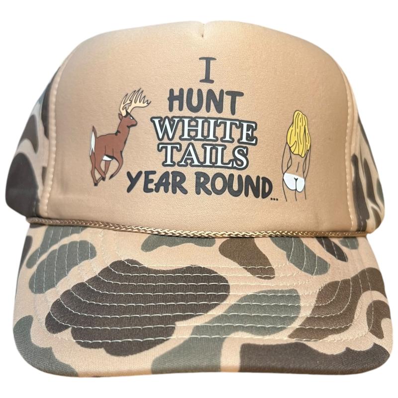 Funny Hunting Hat for Adults I Hunt White Tails Year Round Fishing Boating Summer Hat hunting fishing boating camping deer season deer hunter hat cap