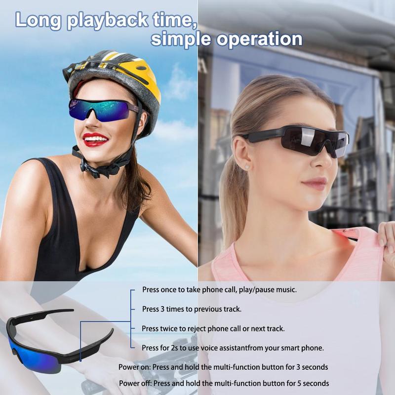 Smart Audio Glasses, Stereo Audio Amplification Smart Glasses, Sports Goggles, Low Latency UV Protective Glasses for Outdoor Sports, Traveling, Shopping