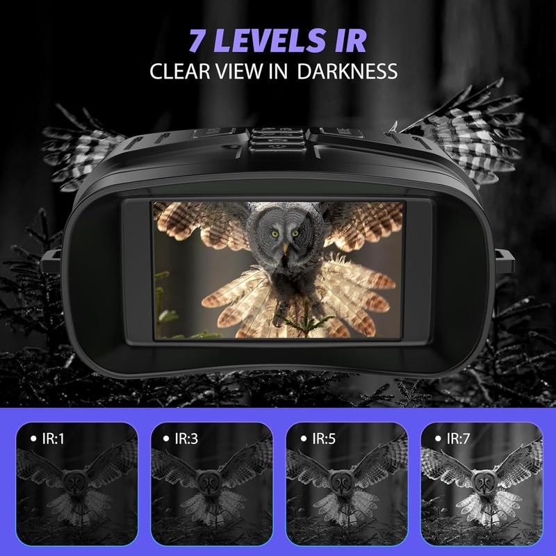 4K Night Vision Goggles with 3 In 1 Large Screen for Adults, USB Rechargeable Lithium Battery Field Observation Goggles, for Wildlife Observation, Camping, Security, and Hurting