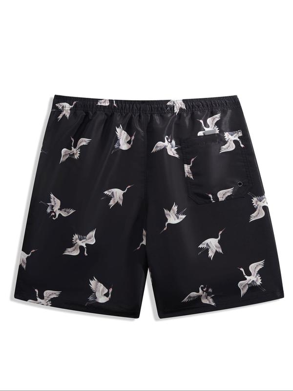 Men Swim Trunks Regular Fit Dolphin Print Drawstring Waist Beach Shorts, Casual Pocket Swim Gym Shorts for for Men Summer, Back To School Swim Class Outfits, Summer Outfits, Women's Swimwear for Beach Vacation