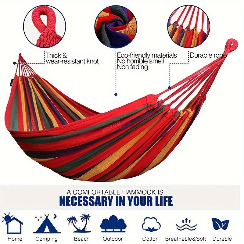 Garden Cotton Hammock Comfortable Fabric Hammock with Tree Straps for Hanging Sturdy Hammock Up to 660lbs Portable Hammock with Travel Bag for Camping Outdoor Indoor Patio Backyard Adult and Children Christmas gift