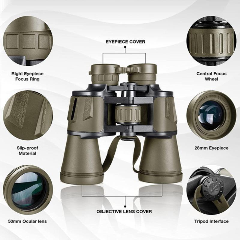 20x50 High Magnification Binoculars, 1 Box Waterproof Binoculars with Accessories, Compact Design Binoculars with Carrying Case for Travel & Football Match