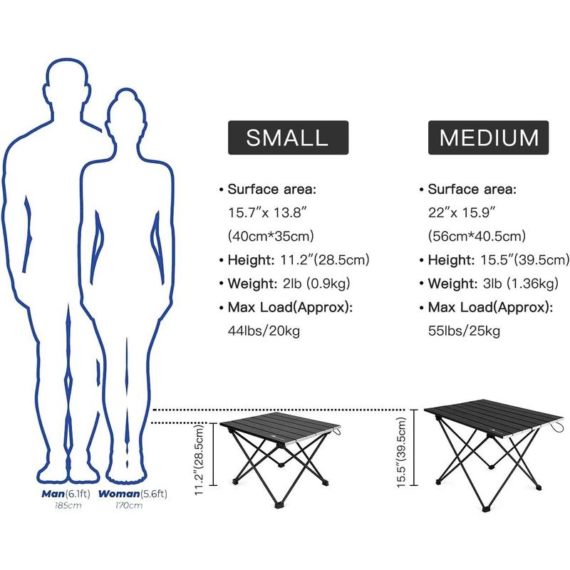 MOON LENCE Camping Table,Folding Beach Table,Small ,Outdoor Ultralight Aluminum Camping Table, Portable Compact Backpacking Travel Table for Beach, Picnics,Cooking, Hiking