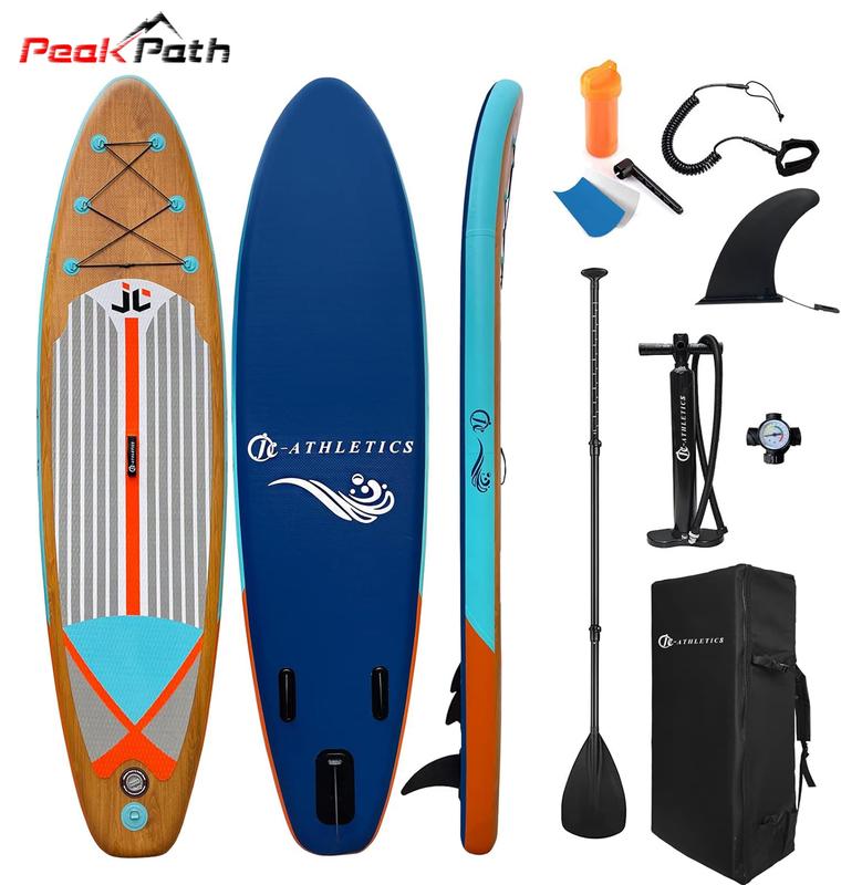 Peakpath Inflatable Stand Up Paddle Board (6’’ Thick) with Premium SUP Accessories&Bag,Bottom Fin for Paddling,Surf Control,Non-Slip Deck,Leash|surfboard, friends, camping, surfing, outdoors, wilderness, still water, lake, beach,