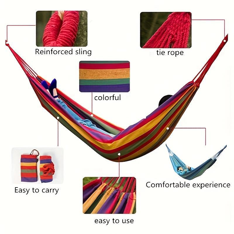 Garden Cotton Hammock Comfortable Fabric Hammock with Tree Straps for Hanging Sturdy Hammock Up to 660lbs Portable Hammock with Travel Bag for Camping Outdoor Indoor Patio Backyard Adult and Children Christmas gift