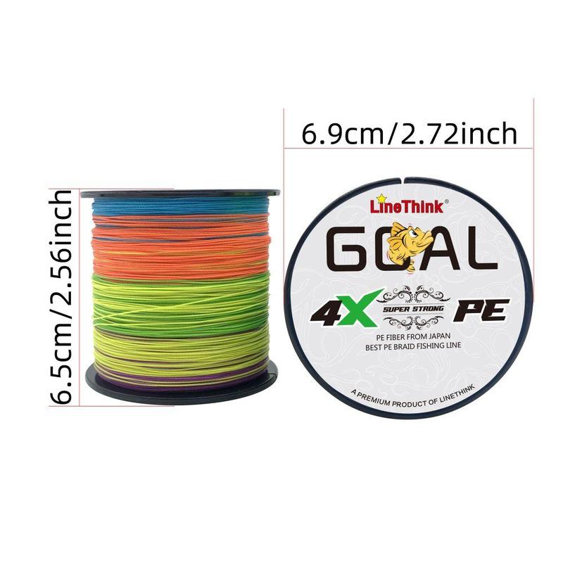 LineThink GOAL 300m 328yds Durable 4-strand Multifilament PE Braided Fishing Line – Super Strong, Anti-Abrasion, Smooth Casting, Lure Sea Fishing Tackle, Fishing Equipment, Christmas Gift