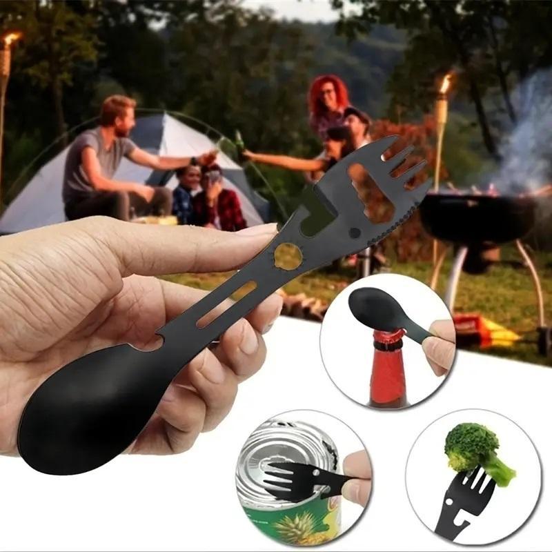 Travel 10 in 1 Stainless Steel Fork, Summer Gifts, Portable Durable Multifunctional Spork, Camping Gadgets 2024, Christmas Gift