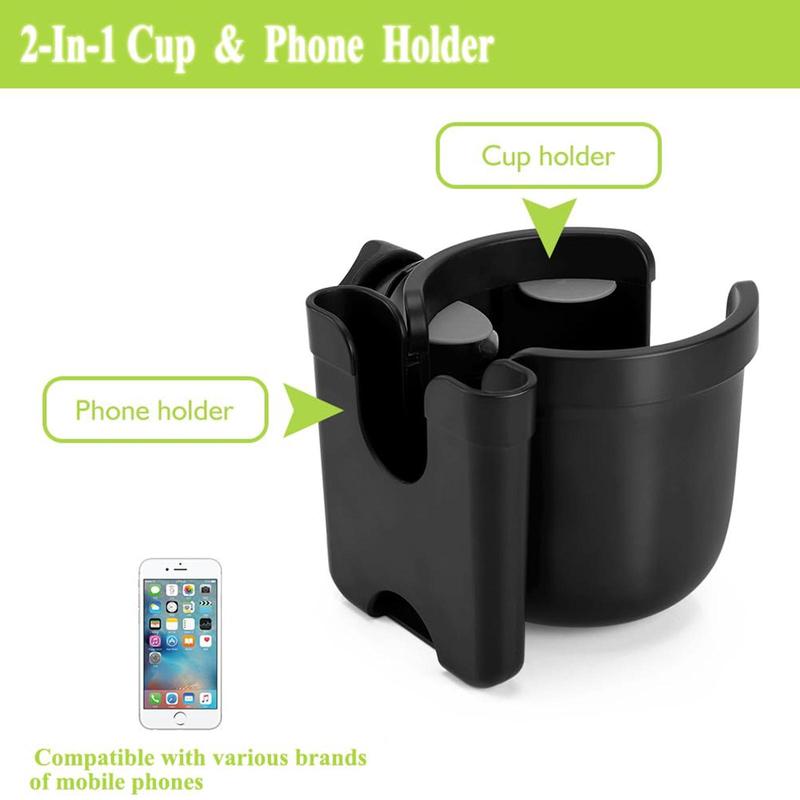 2 in 1 Cup Holder with Phone Holder, 1 Count Bicycle Cup Holder, Cup Phone Holder for Bicycles, Wheelchairs, Walkers and Scooters