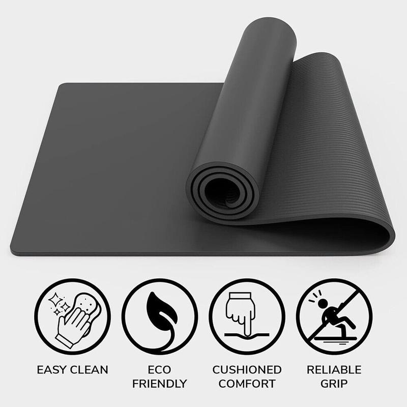 Exercise Yoga Mat 1 2-Inch Thick w Carry Strap Gym Pilates Meditation Fitness