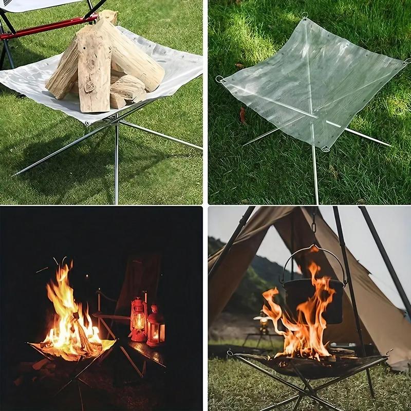 Portable Folding Fire Pit, 1 Set Stainless Steel Fire Pit with Carry Bag, Outdoor Fire Pit for Camping & Hiking, Camping Furniture