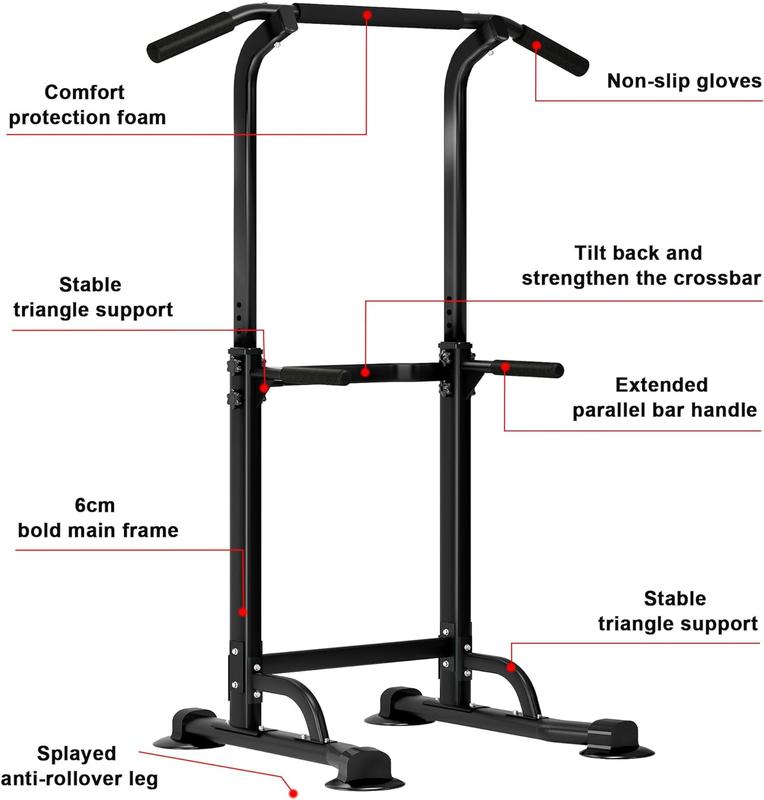 [Black Friday]Power Tower Dip Station Pull Up Bar Gym Pull Up Bar Station Workout Equipment,Height Adjustable Multi-Function Dip Stand for Home Gym Strength Training Fitness Equipment，Men's Exercise Equipment