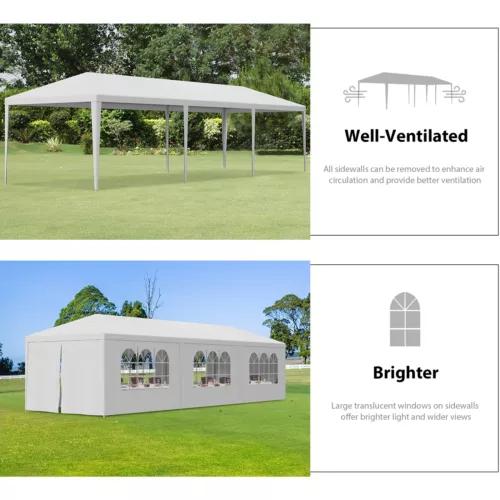 10'x30' White Outdoor Gazebo Canopy Wedding Party Tent with 8 Removable Walls - Sturdy and Durable