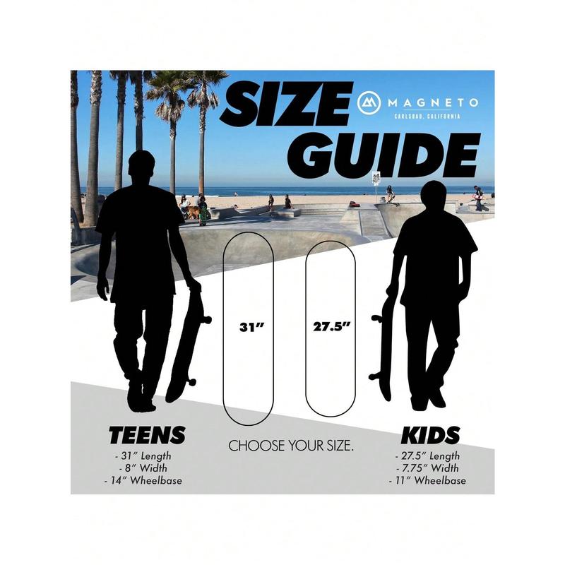 Complete Skateboard | Maple Wood | ABEC 5 Bearings | Double Kick Concave Deck | Kids Skateboard Cruiser Skateboard | Skateboards For Beginners, Teens & Adults (Free Stickers Included)