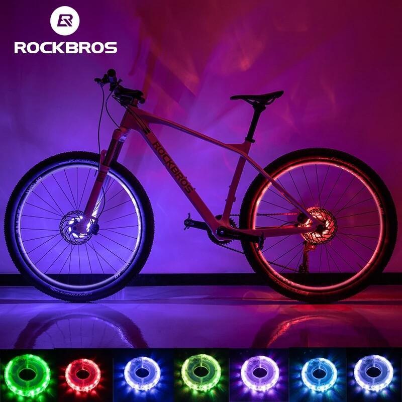 ROCKBROS Bike Wheel Hub Light - 12 LED, 7 Colors, 15 Modes, Waterproof Safety Warning for MTB and Road Bikes