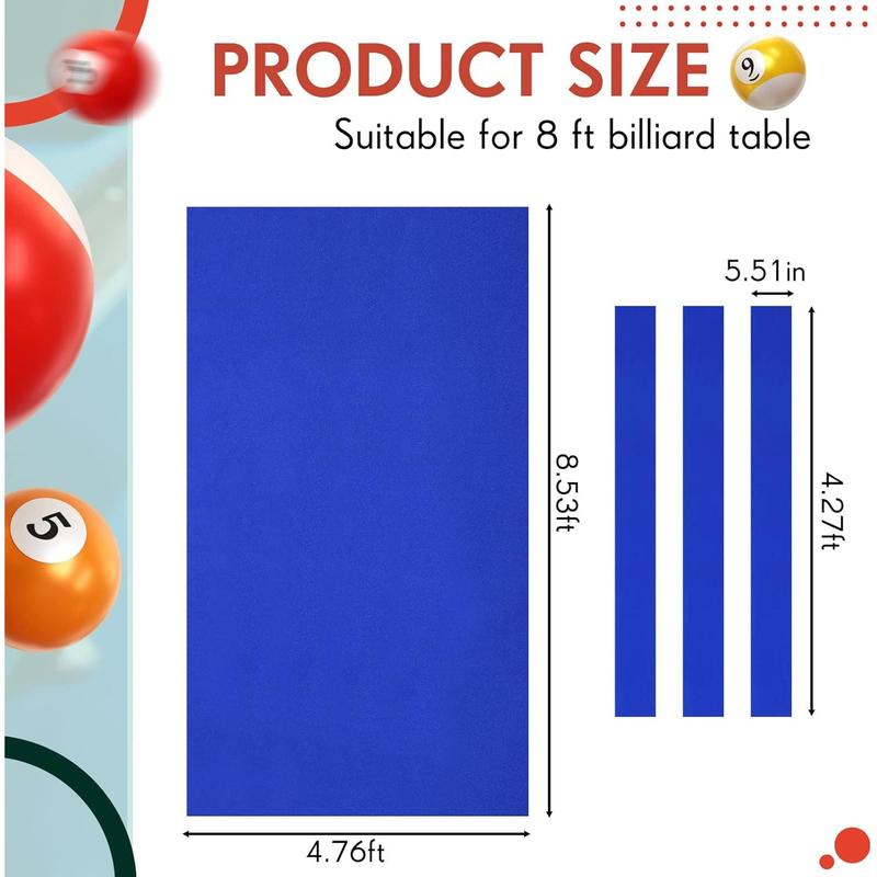 Billiard Cloth 8.53ft Pool Table Felt with 6 Cloth Strips Professional Pool Table Cloth for 8ft Pool Table Pre Cut Pool Table Felt Cloth for Home Clubs Bars Indoor Sports Game