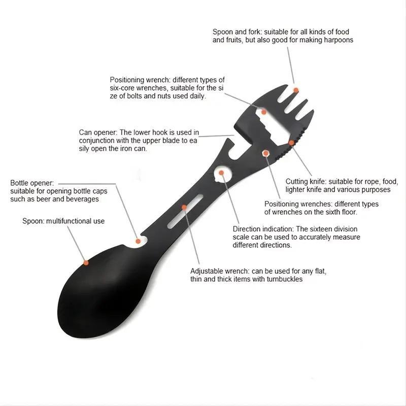 Travel 10 in 1 Stainless Steel Fork, Summer Gifts, Portable Durable Multifunctional Spork, Camping Gadgets 2024, Christmas Gift