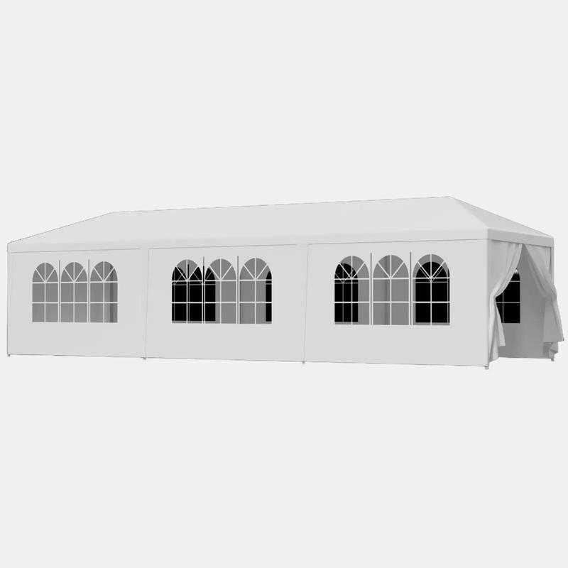 10'x30' White Outdoor Gazebo Canopy Wedding Party Tent with 8 Removable Walls - Sturdy and Durable