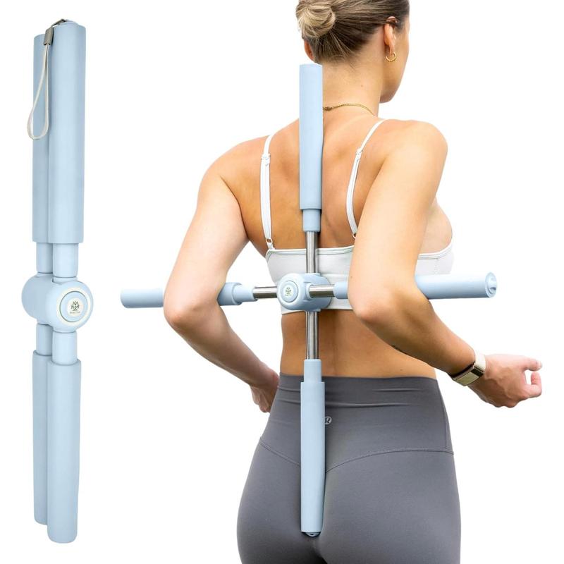 Posture Corrector Yoga Cross Stick - Back Pain Relief for Men Women - Back Stretcher and Straightener for Upper and Lower back - Stretch Pole - Neck hump Cracker bar Cracking device brace