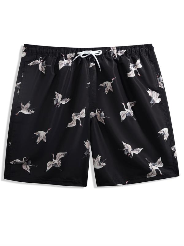 Men Swim Trunks Regular Fit Dolphin Print Drawstring Waist Beach Shorts, Casual Pocket Swim Gym Shorts for for Men Summer, Back To School Swim Class Outfits, Summer Outfits, Women's Swimwear for Beach Vacation