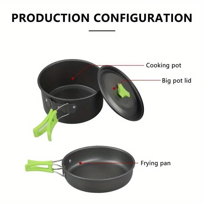 Camping Cookware Set, 1 Set Lightweight Outdoor Cooking Gear, Hiking Picnic Camping Cookware, Portable Cooking Supplies for Outdoor Camping