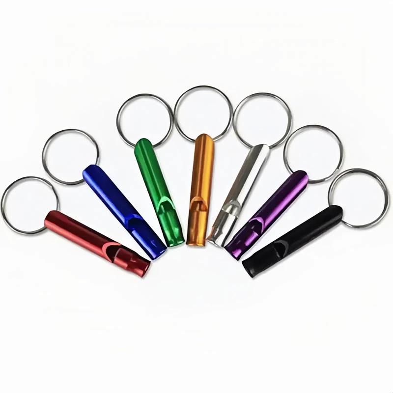 Random Color Aluminum Alloy Whistle, 6 Counts set Mini Whistle with Keychain, Outdoor Training Whistle, Sports & Outdoor Accessories