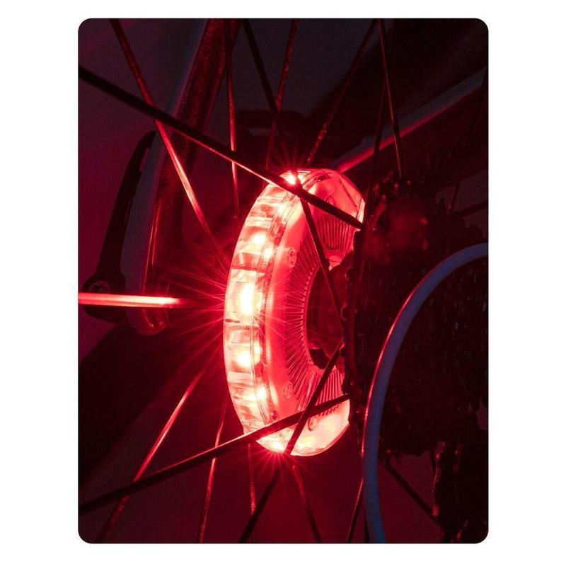 ROCKBROS Bike Wheel Hub Light - 12 LED, 7 Colors, 15 Modes, Waterproof Safety Warning for MTB and Road Bikes