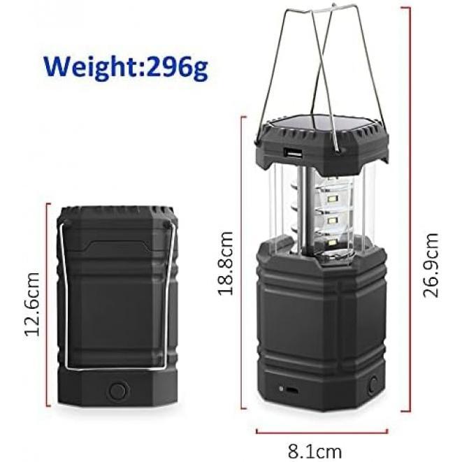 3000 Large Capacity Hand Crank Solar Camping Lantern, Portable Ultra Bright LED Torch, 23-26 Hours Running Time, USB Charger, Electronic Lantern for Outdoor