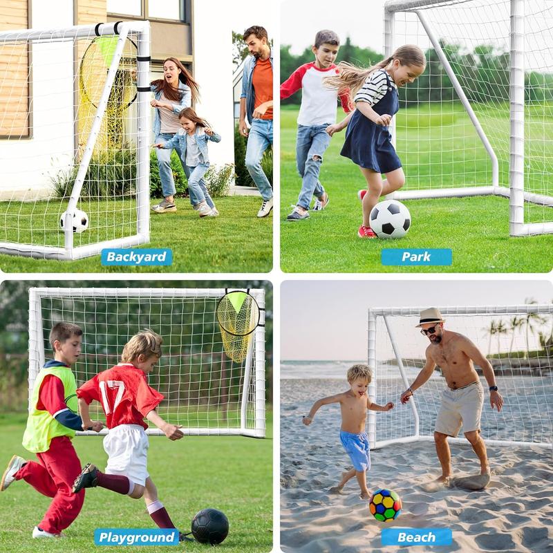 Backyard Soccer Goal , 8x6FT 10x6.5FT Goalpost Soccer Net with Soccer Targets for Goals Training, Soccer Goals with Weatherproof UPVC Frame and Ground Stakes.