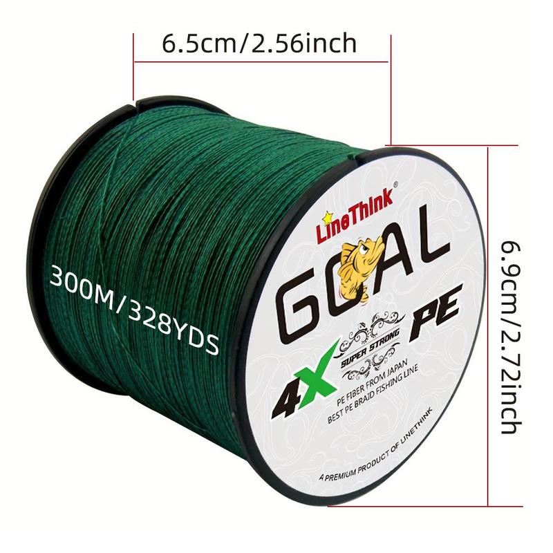 LineThink GOAL 300m 328yds Durable 4-strand Multifilament PE Braided Fishing Line – Super Strong, Anti-Abrasion, Smooth Casting, Lure Sea Fishing Tackle, Fishing Equipment, Christmas Gift