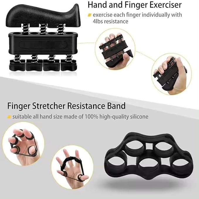 Grip Strength Trainer Kit (5 Pack) Adjustable Resistance Hand Gripper,Finger Exerciser,Hand Extension Exerciser,Stress Relief Ball and Forearm Workout Ring for Muscle Building Injury Recover