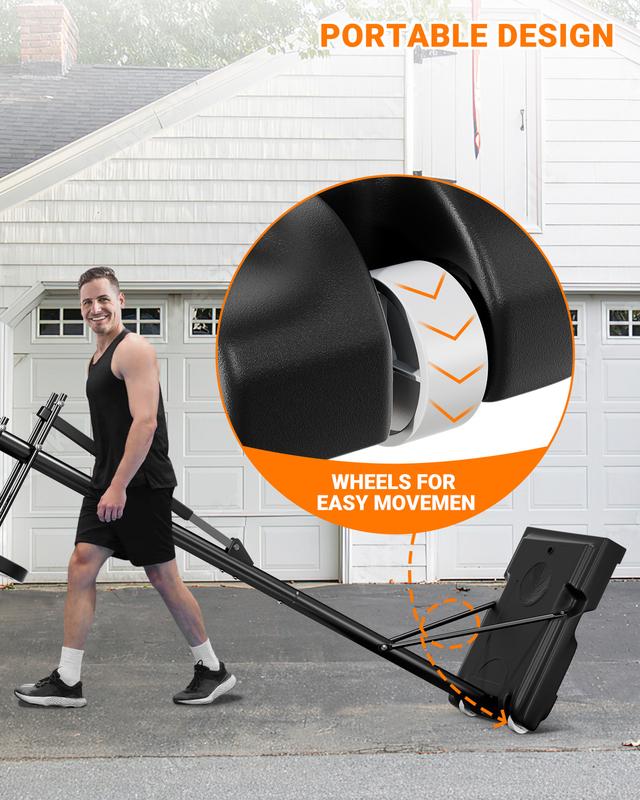 Portable Adjustable Basketball Hoop - 4.9-10ft Height, Durable Base, 44