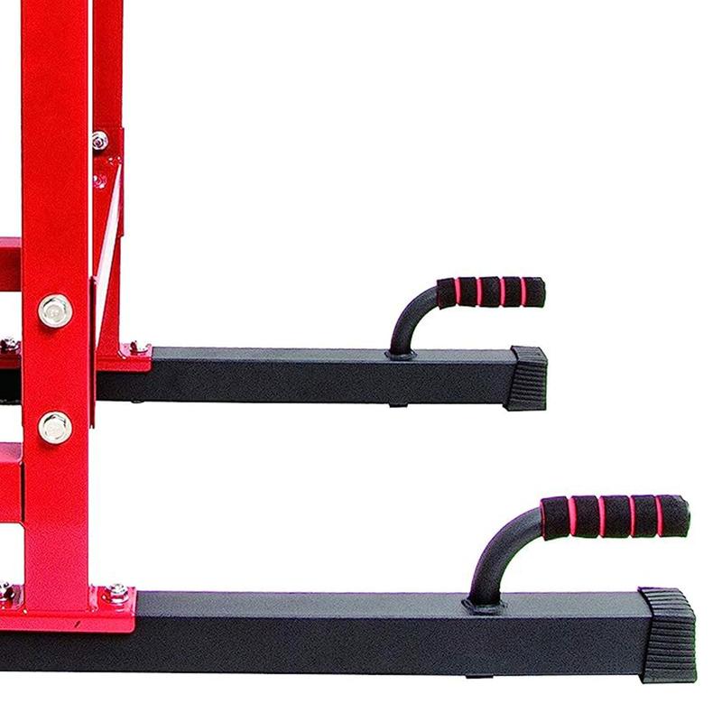 BalanceFrom Multi-Function Home Gym Exercise Dip Stand, 500lb Capacity, Red