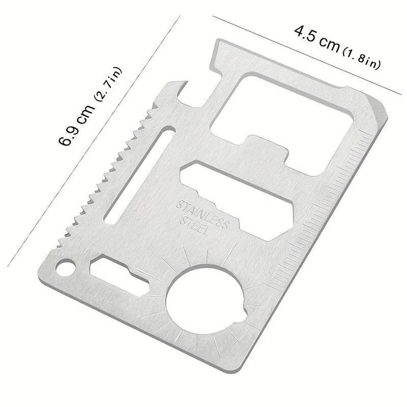 11 in 1 Stainless Steel Multifunctional Card Tool, 1 Count Portable Outdoor Camping & Hunting Multifunctional Card Tool, Outdoor Accessories