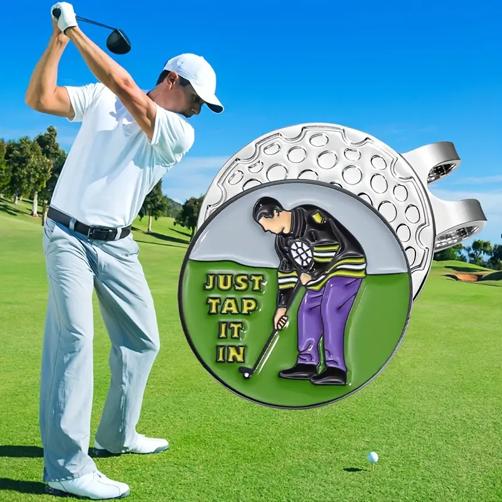 (Just Tap It In) Premium Golf Ball Marker with High-Quality Magnetic Hat Clip – Durable, Strong Hold, and Easy Access on the Course golf lover