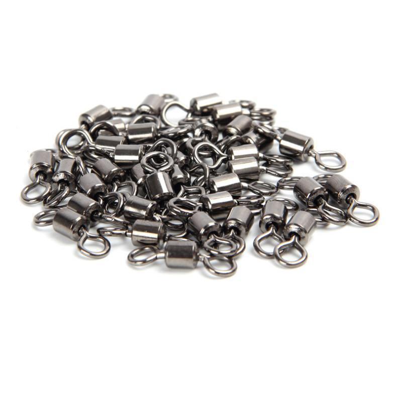 Fishing Swivels Ball Bearing Swivel with Safety Snap Solid Rings Rolling Swivel (100pcs set), Solid Rings Rolling Swivel for Carp Fishing Accessories