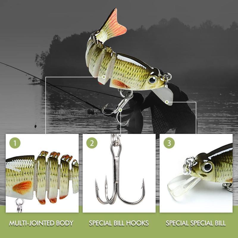 Artificial Fishing Lure, Slow Sinking Bass Fishing Lure, Lifelike Swimbait for Bass Trout Crappie, Fishing Gifts for Men, Must-have for Family Fishing Gear