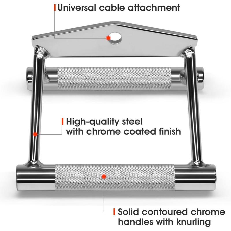 The Double D Row Handle Cable Attachment for Weight Workout, Cable Machine Accessories for Home Gym, LAT Pull Down V Bar with Capacity Up to 880LBS