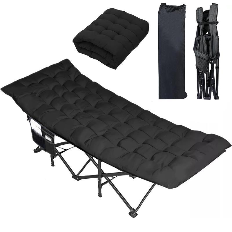 Heavy-Duty Folding Camping Cot with Plush Mattress - Portable, Stainless Steel, Waterproof, and Spacious Sleeping Cot Bed for Adults - Ideal for Outdoor Camping, Beach, Home Office