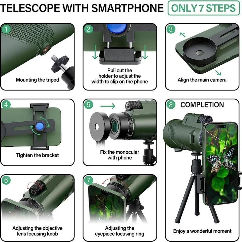 80X100 High Power Monocular Telescope, Portable Zoom HD Foldable Long Distance Mini Telescope, HD Lightweight Compact Telescope for Bird Watching Travel Outdoor Camping