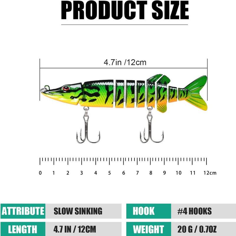 Artificial Fishing Lure, Multi Jointed Swimbaits, Lifelike Top Water Bass Lures Kit, Long-cast Topwater Fishing Lures, Fishing Accessories, Christmas Gift