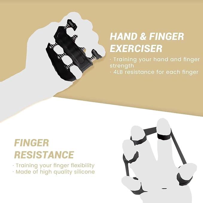 Grip Strength Trainer Kit (5 Pack) Adjustable Resistance Hand Gripper,Finger Exerciser,Hand Extension Exerciser,Stress Relief Ball and Forearm Workout Ring for Muscle Building Injury Recover