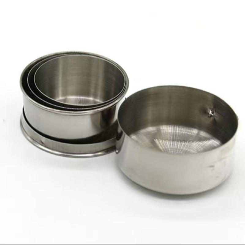 Portable Mini Folding Cup, 1 Count Stainless Steel Cup with Lid & Keychain, Outdoor Camping & Hiking Cup, Camp Kitchen Supplies