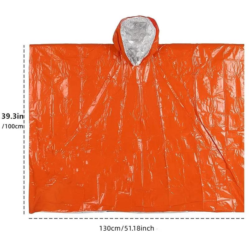 Emergency Survival Rain Poncho, Thermal Survival Space Blanket, Heat Reflective Waterproof Raincoat for Camping Hiking