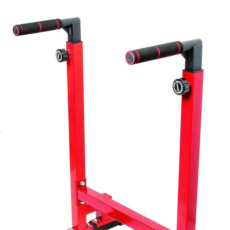 BalanceFrom Multi-Function Home Gym Exercise Dip Stand, 500lb Capacity, Red