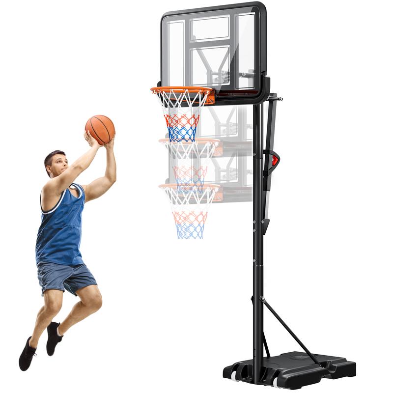 Portable Adjustable Basketball Hoop - 4.9-10ft Height, Durable Base, 44